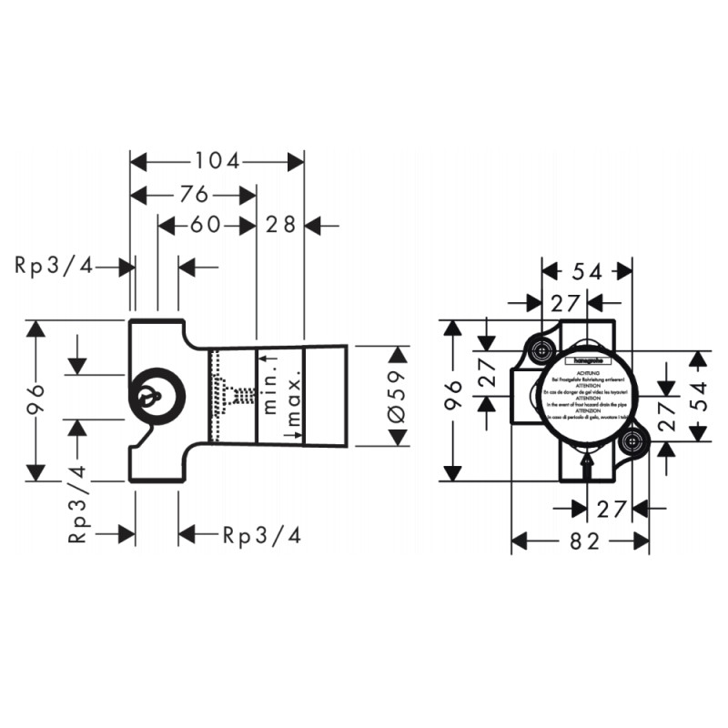 Hansgrohe Вентиль (прихована частина запірного / переключ. вентиля) 15981180, (15981180)