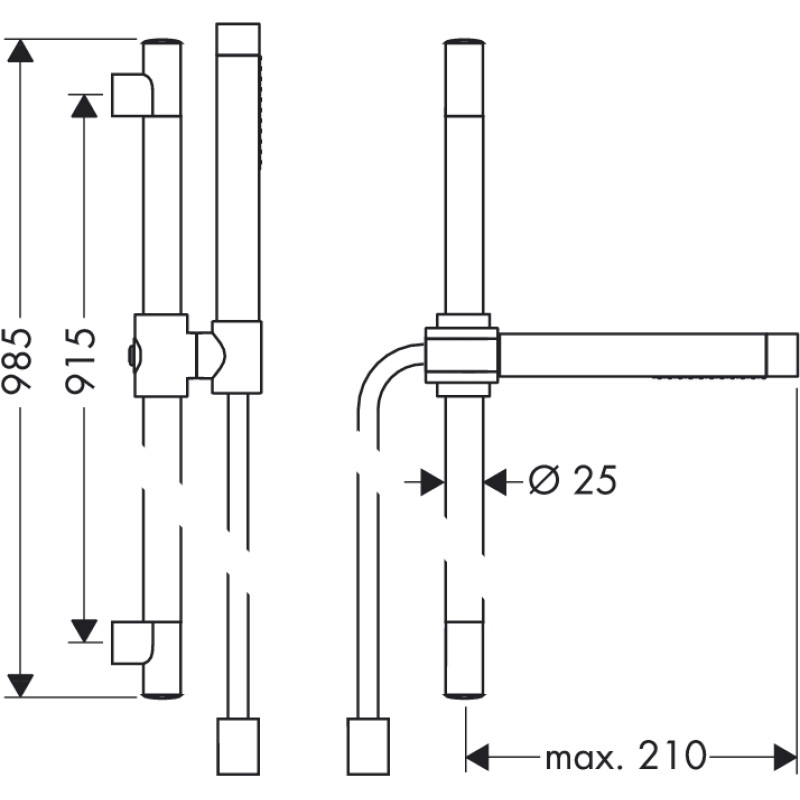 Axor Starck (хром) - душовий набір (штанга 90см, шланг, ручний душ) HANSGROHE 27980000, (27980000)