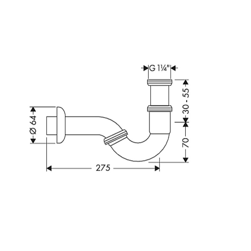 Hansgrohe Сифон трубчатый на биде 55237000, (55237000)