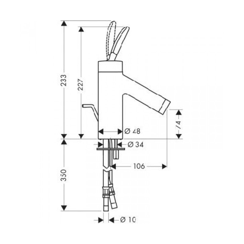 Axor Ахог Starck - смеситель на тюльпан (хром) - перышко HANSGROHE 10010000, (10010000)