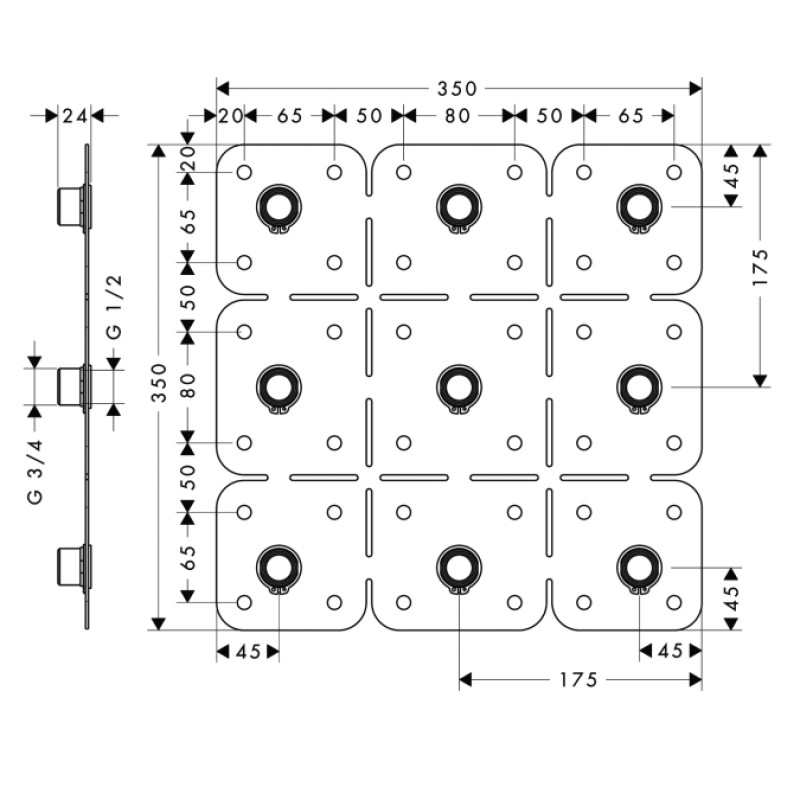 Axor монтажний комплект для вуст. верхнього душу HANSGROHE 28470180, (28470180)