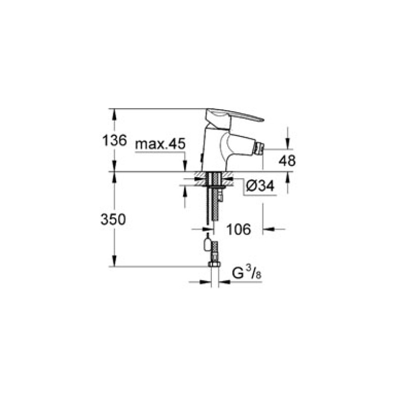 Grohe Wave Смеситель для биде, однорычажный, (32289000)
