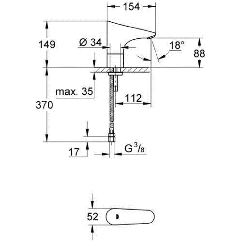Grohe EuroPlus Е Смеситель для раковины, инфракрасный, (36208000)