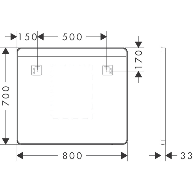 Hansgrohe XARITA LITE Q дзеркало 80*70см з горизонтальноюLED підсвіткою, (54971700)