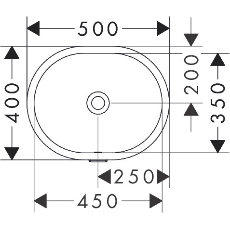 Hansgrohe XUNIVA U умывальник, встраиваемый 45*35см без отв, с переливом, (60153450)