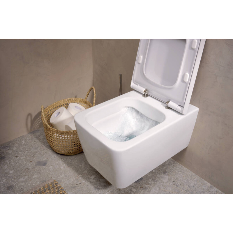 Hansgrohe ELU PURA Q унитаз подвесной 54*36,6см AquaFall Flush, в комплекте с сиденьем с функцией SoftClose and QuickRelease, (60293450)