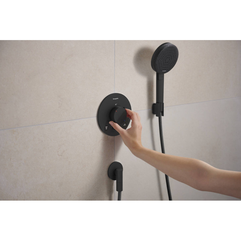 Hansgrohe ECOSTAT COMFORT S термостат для 2х потребителей, ПМ, черный матовый, (33715670)