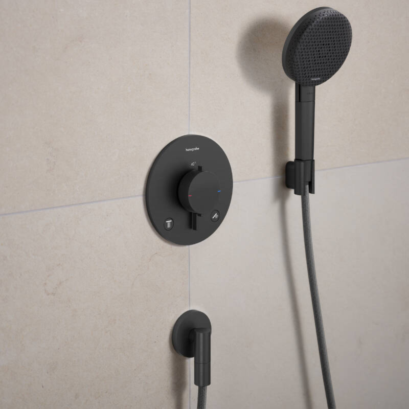 Hansgrohe ECOSTAT COMFORT S термостат для 2х потребителей, ПМ, шлифованный черный хром, (33715340)