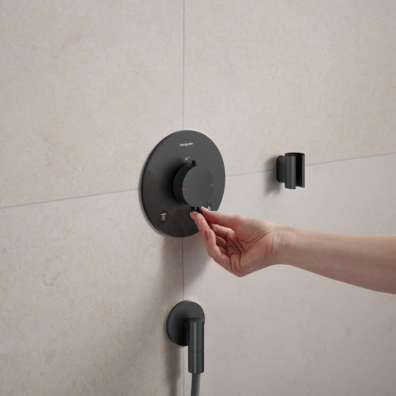 Hansgrohe ECOSTAT COMFORT S термостат для 2х потребителей, ПМ, шлифованный черный хром, (33715340)