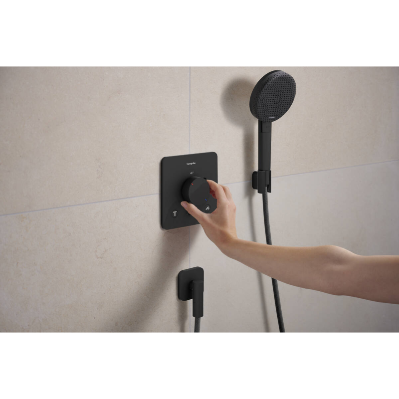 Hansgrohe ECOSTAT COMFORT Q термостат для 2х потребителей, ПМ, черный матовый, (33713670)