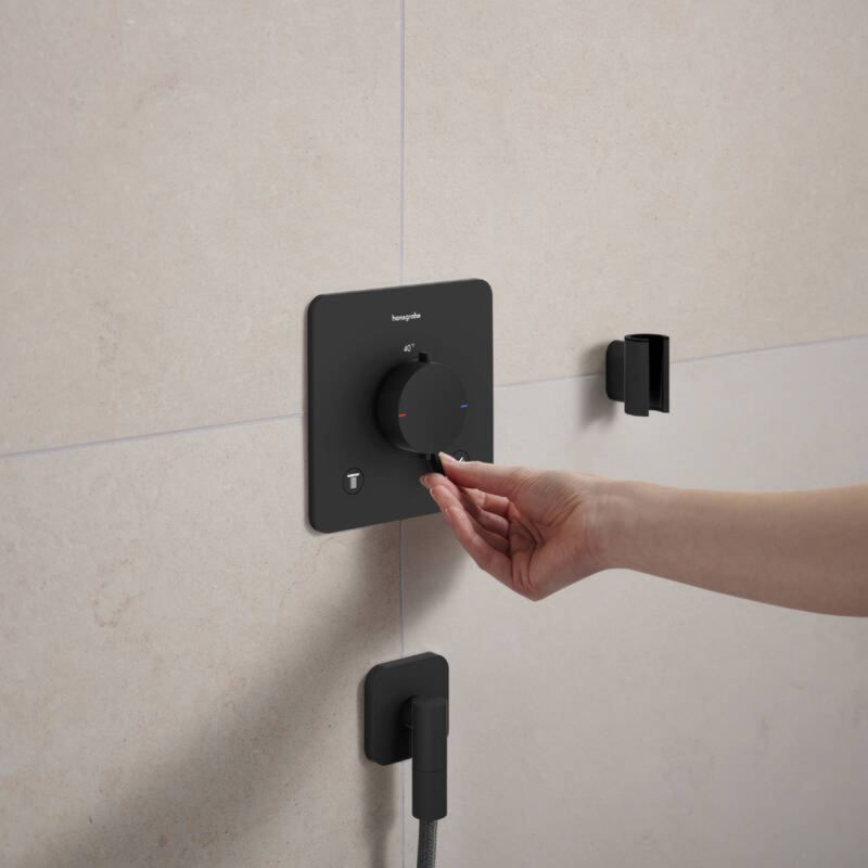 Hansgrohe ECOSTAT COMFORT Q термостат для 2х потребителей, ПМ, черный матовый, (33713670)