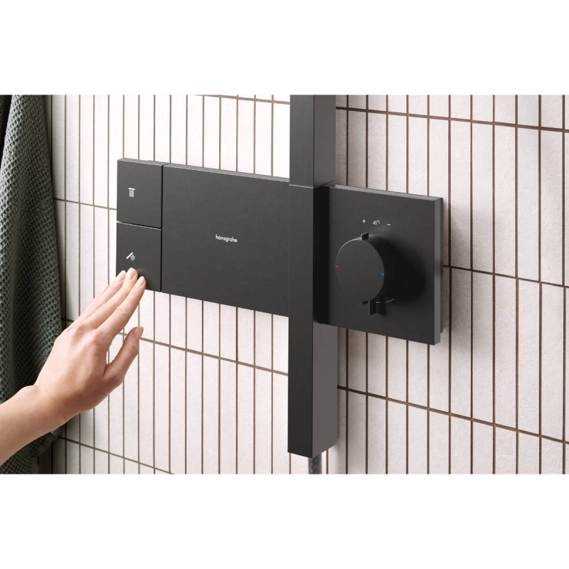 Hansgrohe RAINDANCE ALIVE Q душова система Showerpipe 210/340, 1jet, з термостатом, шліфованний чорний хром, (24580340)