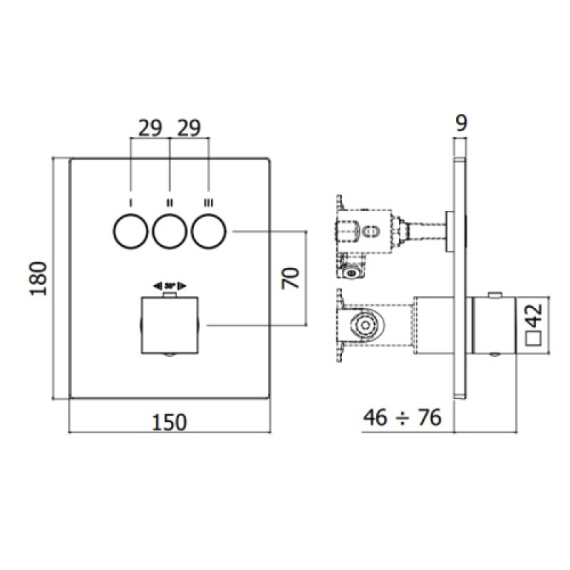 Paffoni Термостат для душа (внешняя часть) Compact box CPT 519 NO скрытого монтажа (3 функции), черный матовый (CPT519NO)
