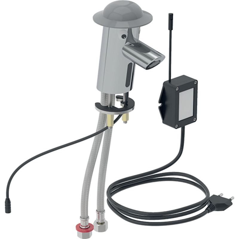 Geberit BAMBINI смеситель для умывальника питание от сети, со смесителем, крышка цвета серой пыли, корпус глянцевый хром, (116.209.21.1)