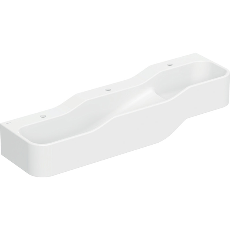 Geberit BAMBINI детский умывальник с тремя умывальными зонами, низший умывальник слева, 140см, отверстие для крана в центре, слева и справа, альпийский белый, (502.975.00.1)