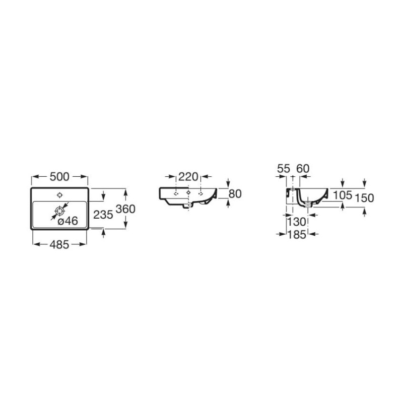 ROCA ONA умивальник Compacto 50x36 см, Fineceramic, колір білий, (A32768E000)