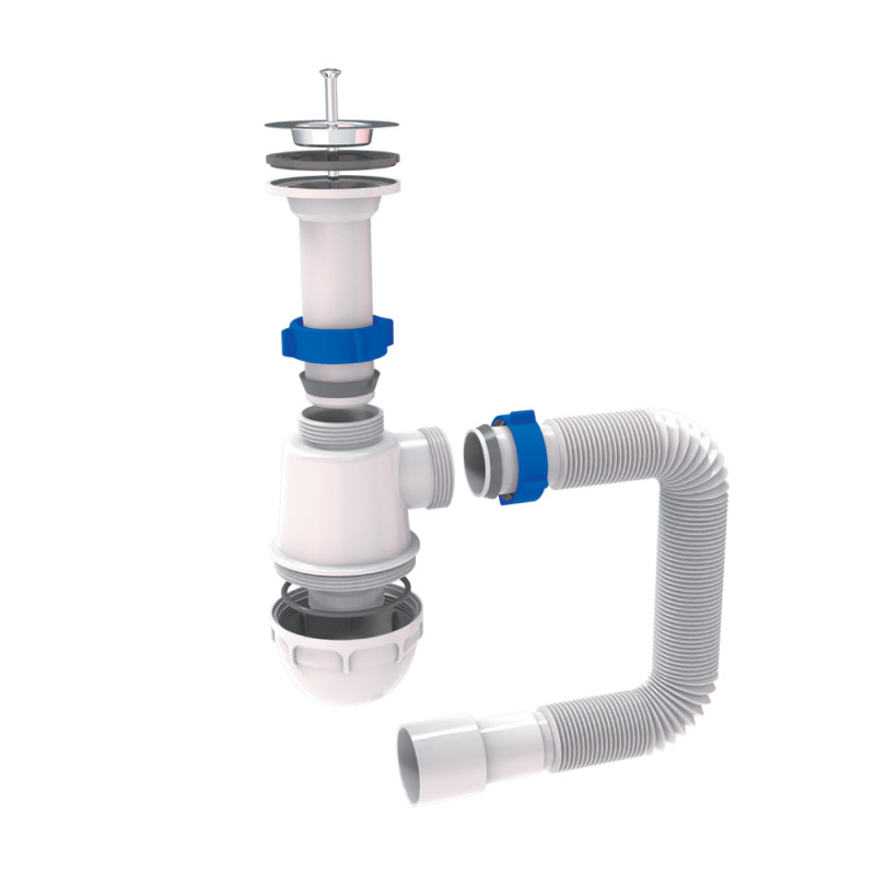 TAU Сифон для кухонної мийки з нержавіючим випуском 1½" і гнучким відведенням Ø40/50мм (9842730)