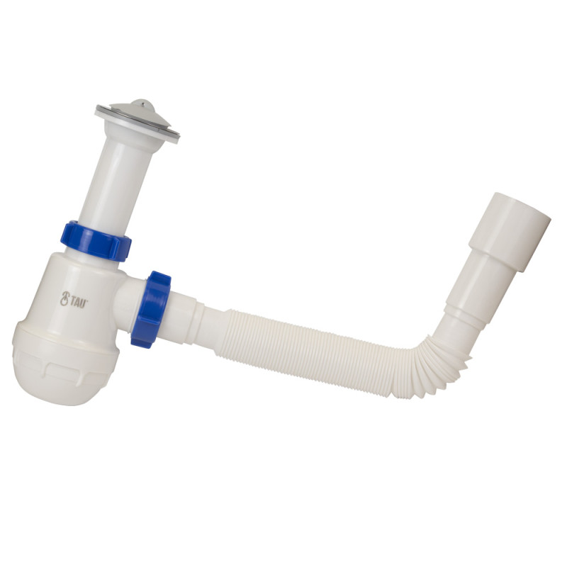 TAU Сифон для кухонної мийки з нержавіючим випуском 1½" і гнучким відведенням Ø40/50мм (9842730)