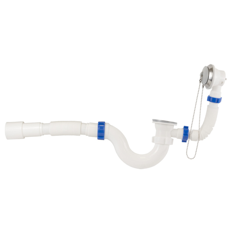 TAU Сифон для ванни прямоточний з пробкою на ланцюжку і гнучким відведенням Ø40/50мм (9843820)