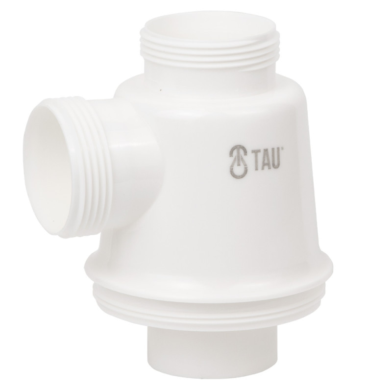 TAU Сифон для кухонної мийки з нержавіючим випуском 3½" виводом під пральну машину, квадратним переливом і гнучким відведенням Ø40/50мм (9842521)