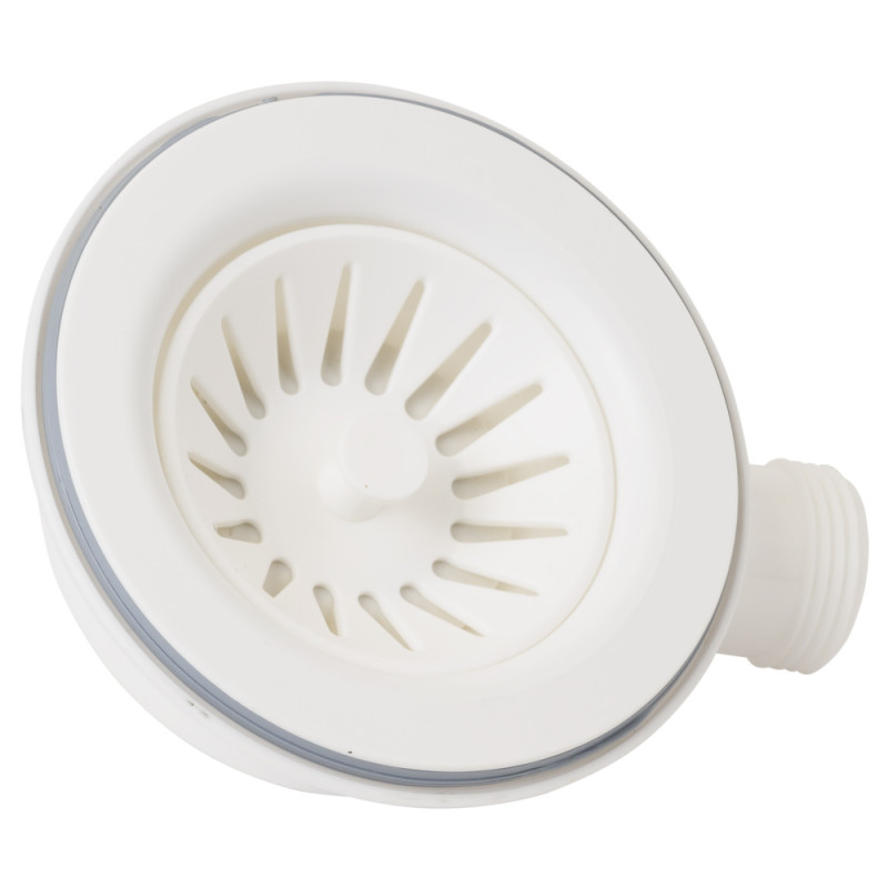 TAU Сифон для кухонної мийки з пластиковим випуском 3½" виводом під пральну машину, квадратним переливом і гнучким відведенням Ø40/50мм (білий) (9842823)