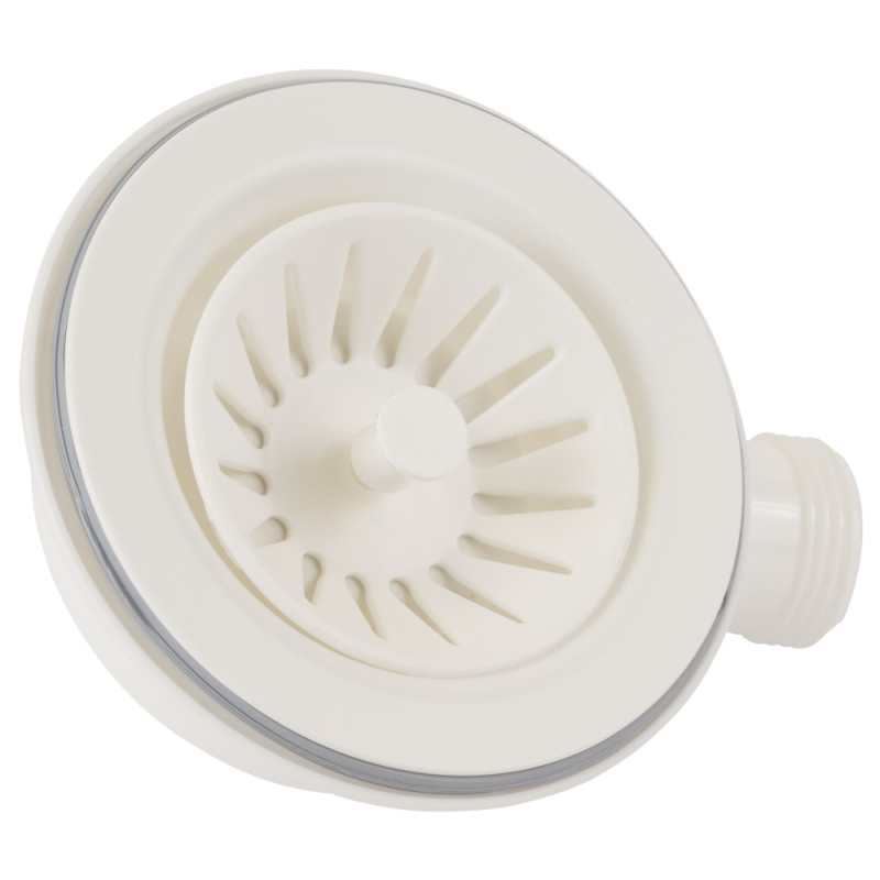 TAU Сифон для кухонної мийки з пластиковим випуском 3½" виводом під пральну машину круглим переливом і гнучким відведенням Ø40/50мм (білий) (9842821)