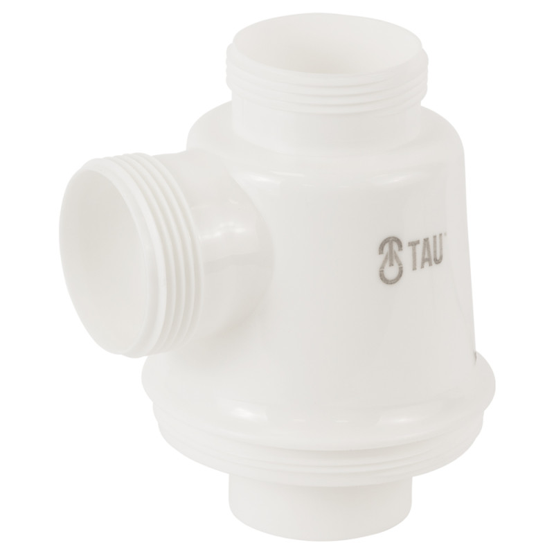 TAU Сифон для кухонної мийки з пластиковим випуском 3½" виводом під пральну машину круглим переливом і гнучким відведенням Ø40/50мм (білий) (9842821)