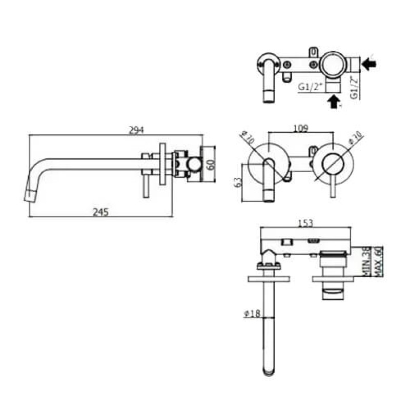 Paffoni Змішувач для раковини Light чорний LIG 106 NO 70 (LIG106NO70)