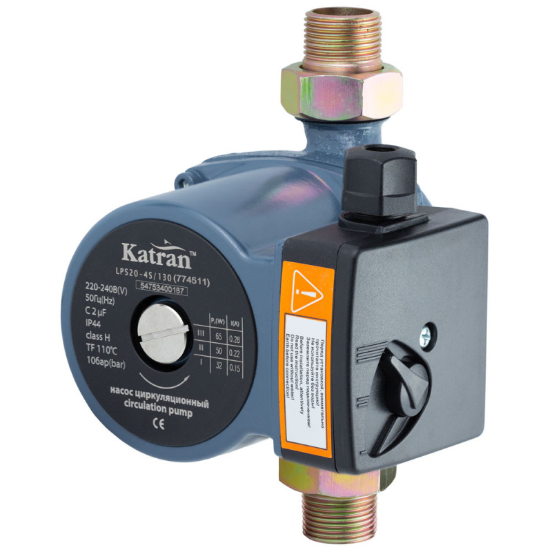 WETRON Насос циркуляційний 65Вт Hmax 4м Qmax 63л/хв Ø1" 130мм+гайки Ø¾" (774511)