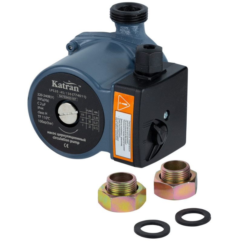 WETRON Насос циркуляційний 65Вт Hmax 4м Qmax 63л/хв Ø1" 130мм+гайки Ø¾" (774511)