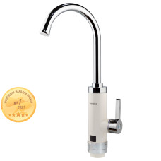 Aquatica Кран-водонагрівач проточний HZ 3.0кВт 0.4-5бар для кухні гусак вухо на гайці (W) AQUATICA HZ-6B143W (9791113)