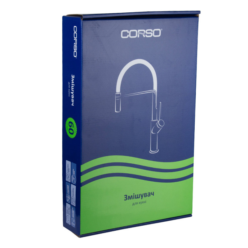 Corso Змішувач OMODEO Ø40 для кухні вилив гнучкий з пружиною на гайці EC-4B626C (9637110)