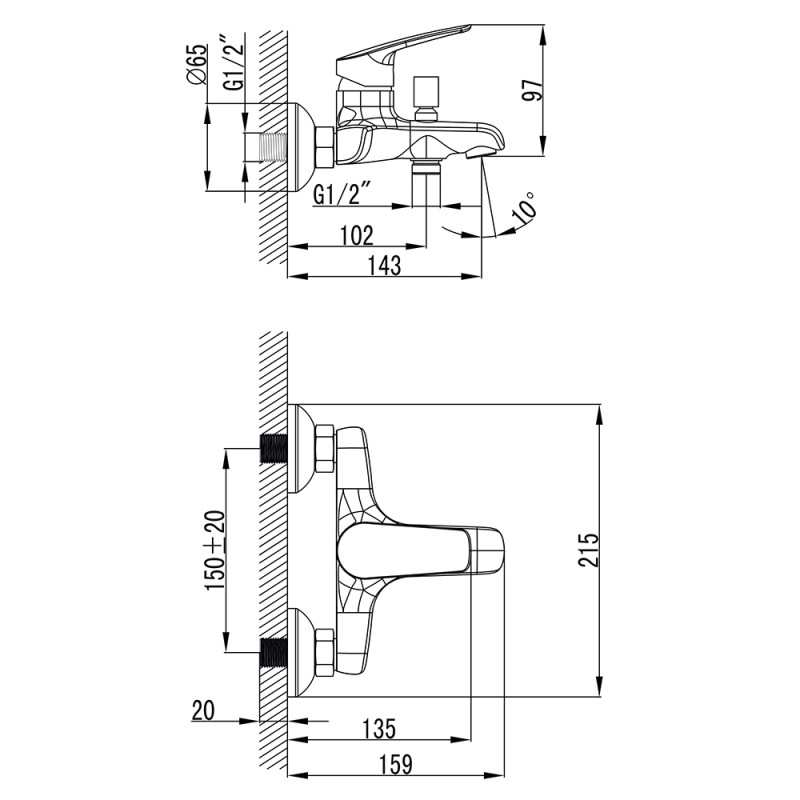 Corso Змішувач SERIO Ø35 для ванни литий DC-1C146C (9626200)
