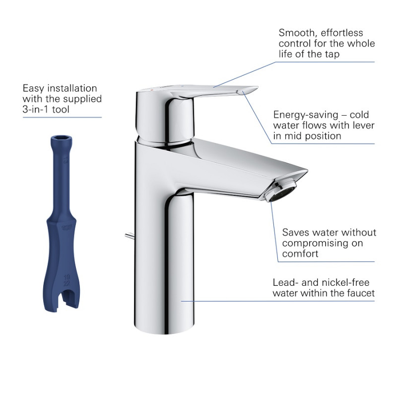 Grohe QuickFix Start Одноважільний змішувач для раковини M-Size (23552002)