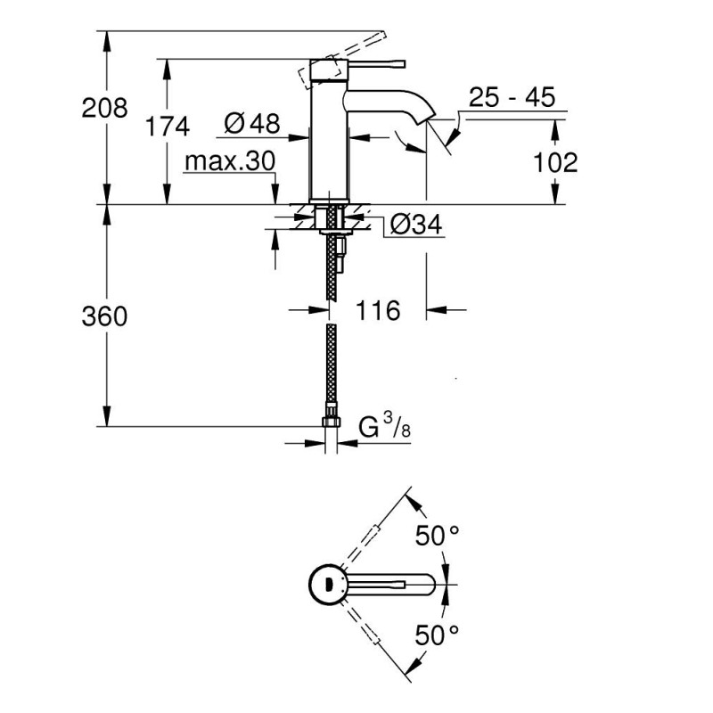 Grohe Essence Змішувач одноважільний для раковини S-Size (24172001)