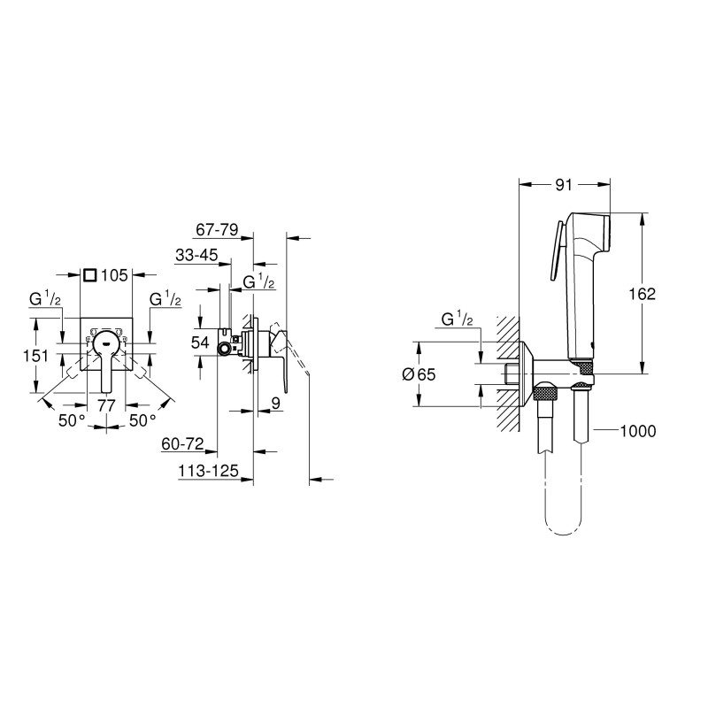 Grohe Готовий комплект для гігієнічного душу Lineare з Tempesta-F (UA111198000
)