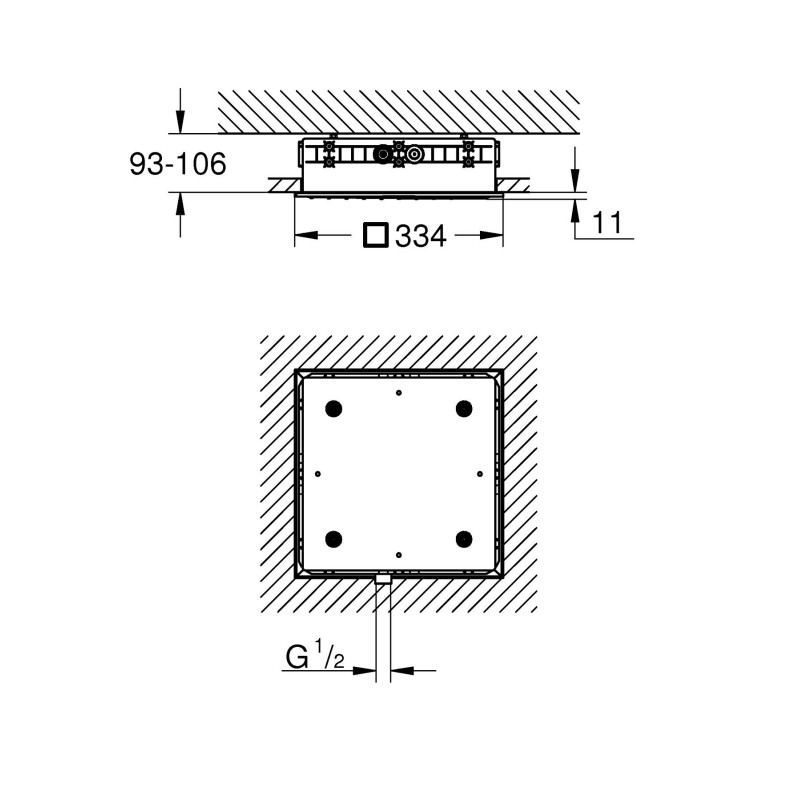 Grohe Rainshower Aqua Mono Стельовий душ 1 режим, включає вбудовану частину (26731000)
