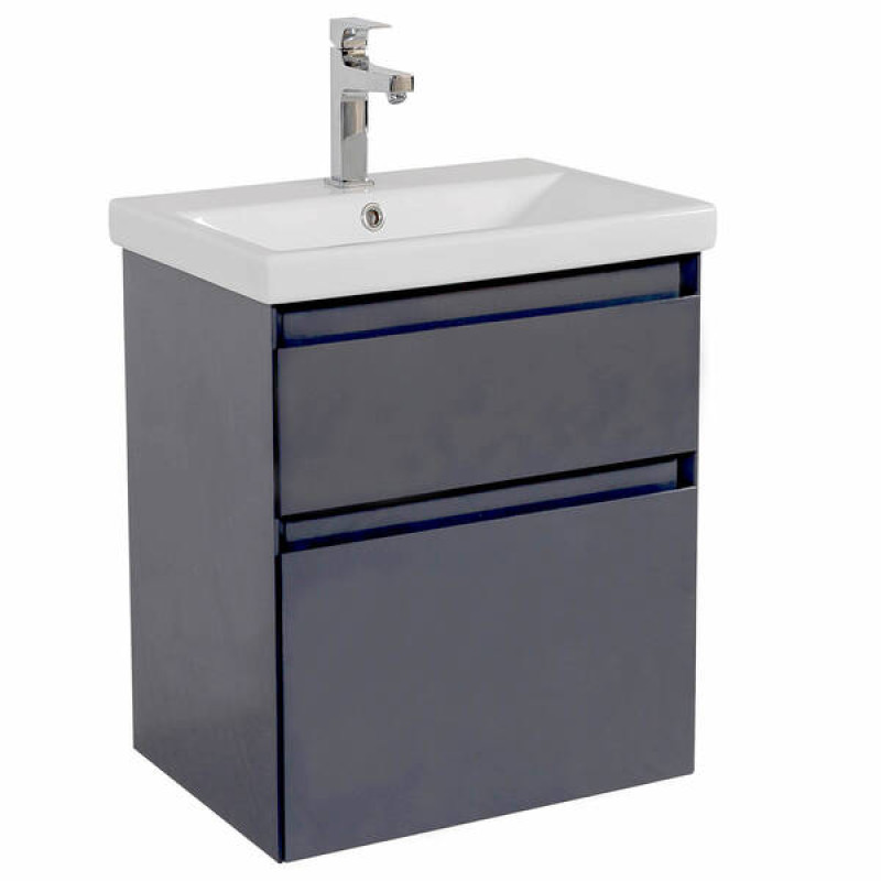 Аквародос Тумба AQUARODOS Еліт (графіт глянець) з умивальником Elite 60 см (консольні) (11276)