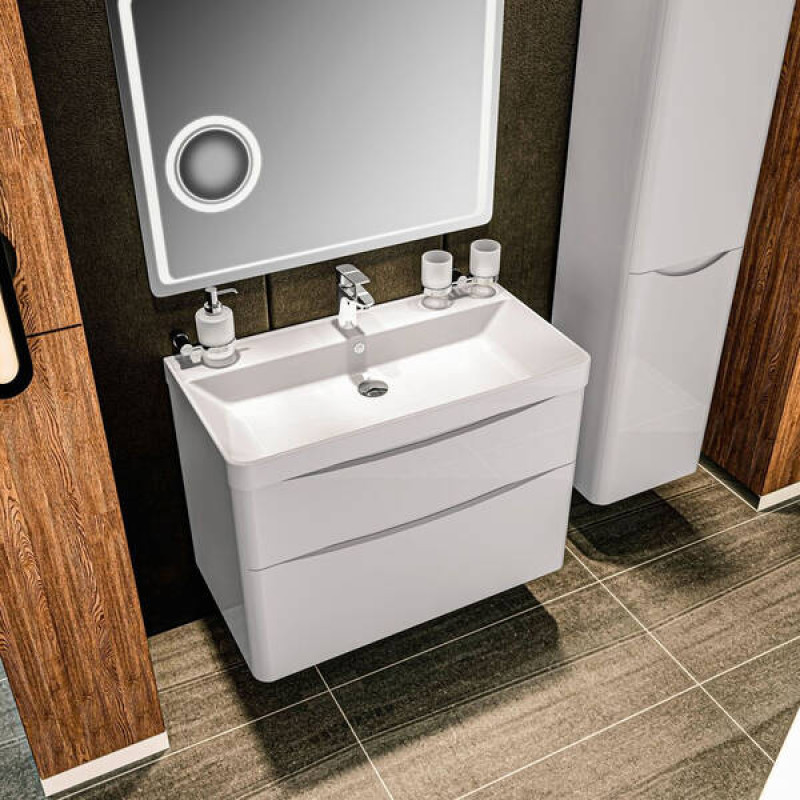 Аквародос Шафка АМЕРИНА + раковина DEEP 60 , білий глянець, напольна (22914)