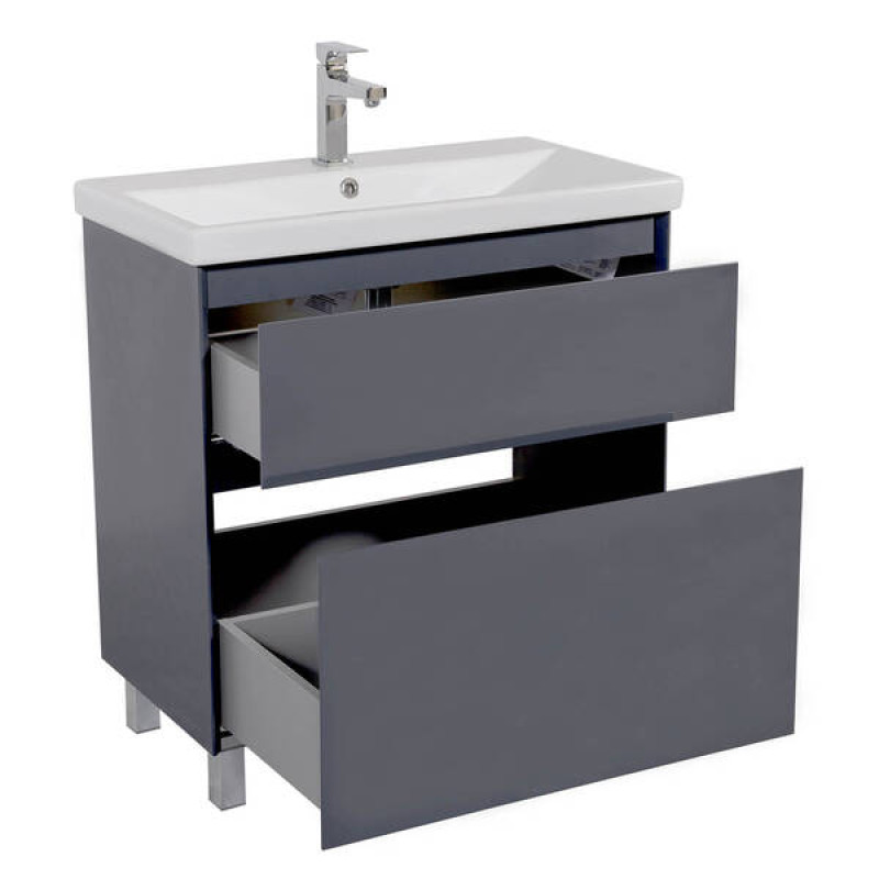 Аквародос Шафка ЕЛІТ графіт глянець + раковина ELITE 60 см, напольна (11277)