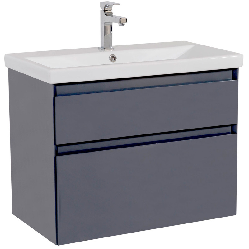 Аквародос Шафка ЕЛІТ графіт глянець + раковина ELITE 80 см, консольна (11280)