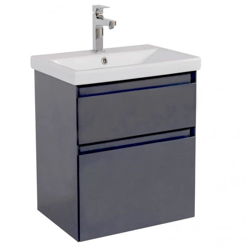 Аквародос Шафка ЕЛІТ графіт глянець + раковина ELITE 80 см, консольна (11280)