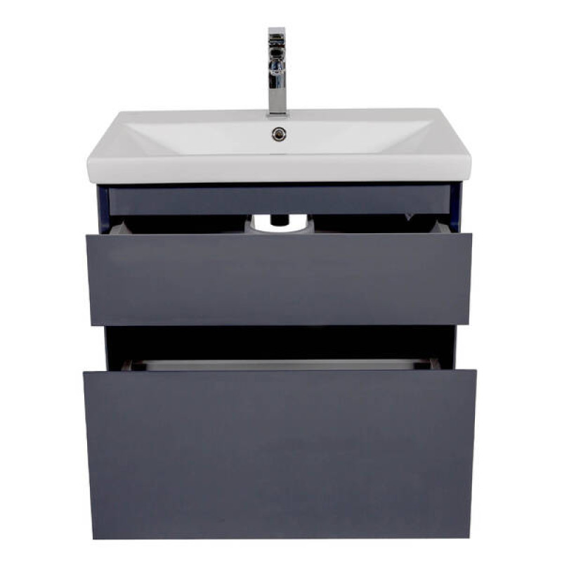 Аквародос Шафка ЕЛІТ графіт глянець + раковина ELITE 80 см, консольна (11280)