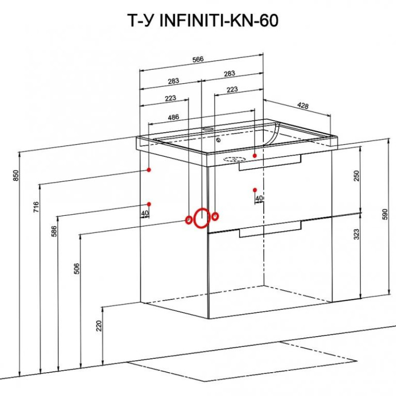 Аквародос Шафка ЕЛІТ графіт глянець + раковина ELITE 80 см, консольна (11280)