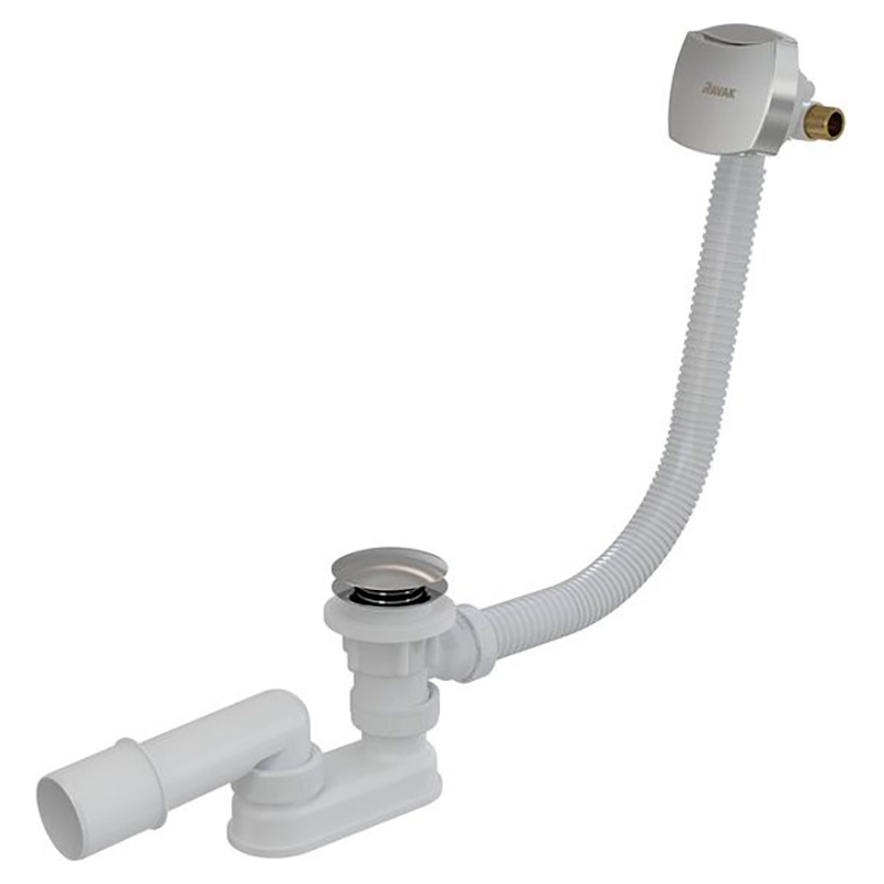 Ravak Сифон для ванны Click Clack хром перелив+наполнение (квадр.)  (X01440)