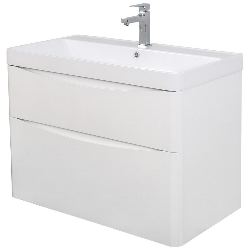 Аквародос Тумба AQUARODOS Амеріна (білий глянець) з умивальником Deep 90 см (консольні) (14851)