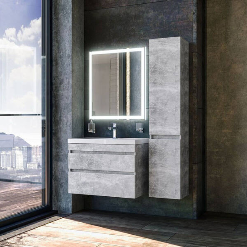 Аквародос Тумба AQUARODOS Вінтаж (бетон) 60 см з умивальником Frame (консольна) (8713)