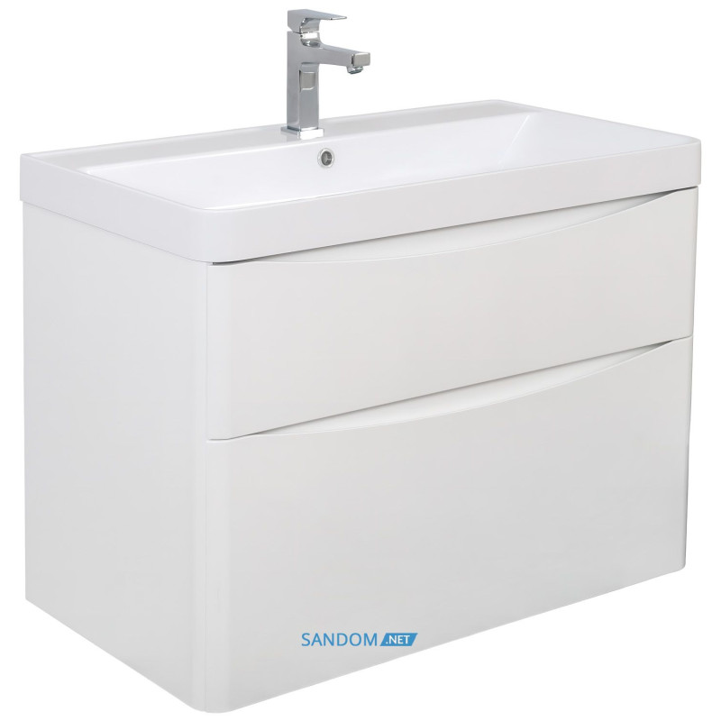 Аквародос Тумба AQUARODOS Амеріна (білий глянець) з умивальником Deep 75 см (консольні) (14850)