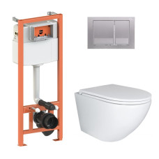 Qtap Інсталяція для унітазу 4 в 1 Nest + унітаз із сидінням Robin Ultra Quiet, з панеллю змиву (QT1333046EUQW45143)