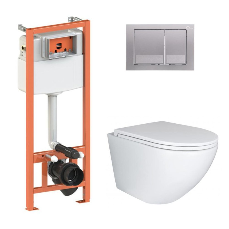 Qtap Інсталяція для унітазу 4 в 1 Nest + унітаз із сидінням Robin Ultra Quiet, з панеллю змиву (QT1333046EUQW45143)